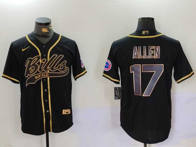 Men%27s Buffalo Bills #17 Josh Allen Black Cool Base Stitched Baseball Jerseys